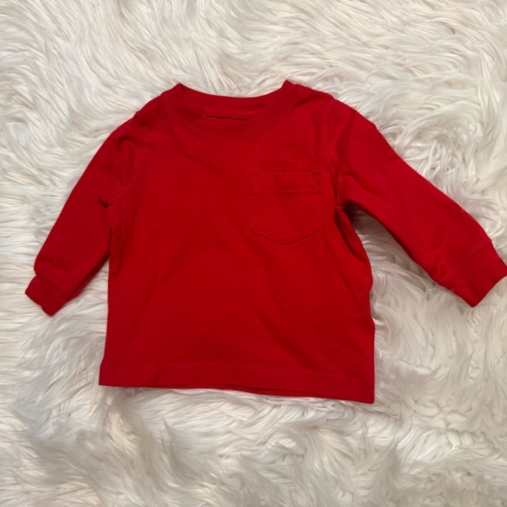 Carter's Baby Boys Red Side Pocket Long Sleeve Tee Size 6‎ Months